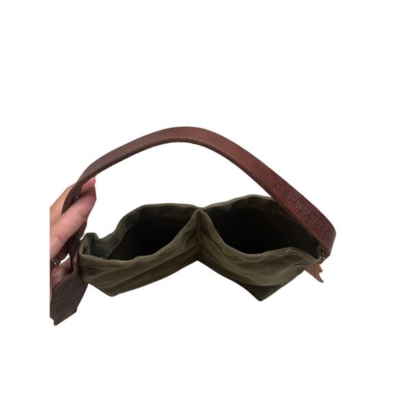 Orox Leather Co. Waxed Canvas Wine Caddy Holder Olive Green - Picture 3 of 9